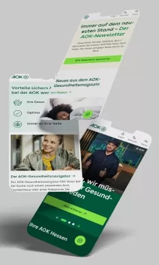 drei-floating-iphone-screens-zeigen-content-marketing-für-aok-hessen-gruenes-website-design