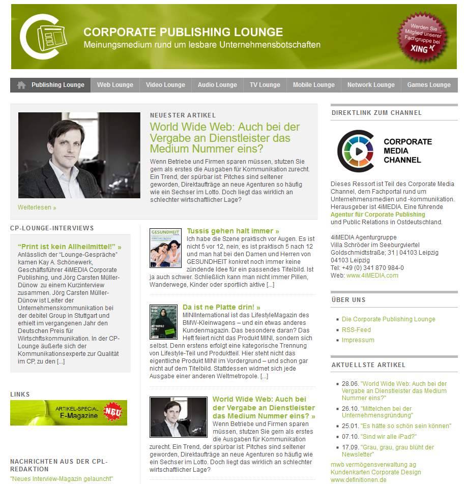 CP-Lounge für Erolge im Corporate Publishing und SEO durch 4iMEDIA