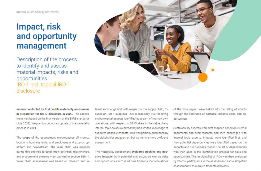 editorial team reviewing sustainability report draft